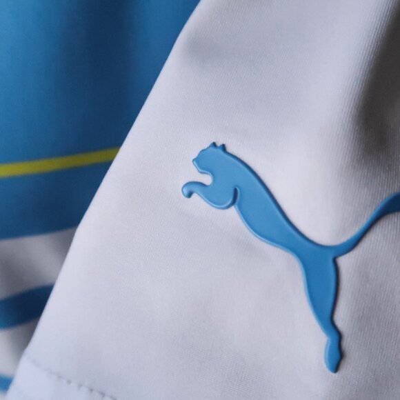 Puma Golf White-Blue Striped Stretch Polo (L) ⛳️ - Picture 1 of 8